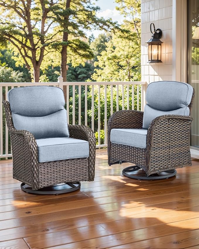Luxury 22x24/22x25 6-Inch Smile Outdoor Sofa Cushions Set of 3 - Memory Foam Deep Seat Patio Furniture Cushions for Wicker Dining Chair Loveseat 3-Seater L-Shape Sectional Sofa - Baby Blue
