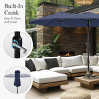 Sophia & William 15 ft Extra Large Patio Umbrella with Base Included, Rectangular Outdoor Umbrella Heavy Duty, Market Umbrella Double-sided Fade Resistant for Pool Garden Backyard, Navy Blue