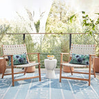 LVTXIII Set of 2 Outdoor Lumbar Pillows for Patio Furniture with White Piping, 12"x20" Fade Resistant Patio Lumbar Pillows with Inserts for Home Coach Sofa Use, Blue Salmone Tropical
