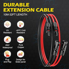 32Ft Solar Cable Solar Extension Cable,10AWG Solar Panel ExtensionCable with Female and Male Connectors,Waterproof Solar ExtensionCable Kit (Red and Black).