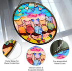 Valentine Stained Glass Window Hanging - 5 Cats on a Branch Suncatcher for Window Doors Home Decoration and Christmas Wall Decor, Mother's Day Birthday Gifts for Women, Mom, Lovers 6.3 in