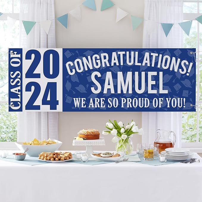 Let's Make Memories Personalized Graduation Banner Class of 2025 - Graduation Party Decorations - Congratulations Banner - Indoor/Outdoor Vinyl - Best in Class - Red - 6 ft.