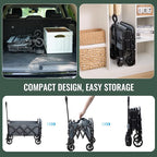 40'' Extra Long Collapsible Wagons Carts Foldable, 360LBS Foldable Wagon Cart with Wheels, Heavy Duty Portable Utility Wagon for Grocery, Shopping, Sports Garden & Camping - Gray