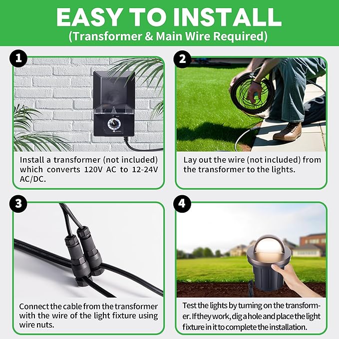 Landscape Well Lights, 5 CCT Selectable (Warm to Cool White) LED Low Voltage Ground Lights Outdoor, 12V IP67 Waterproof, Anti-Glare Wired Aluminum ORB for Outside Path Tree Walkway 6W 420LM