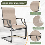 Amopatio Dining Chairs Set of 4, Patio Dining Chairs for All Weather, Breathable Garden Outdoor Furniture for Backyard Deck, Light Brown