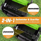 Goplus 2-in-1 Scarifier and Lawn Dethatcher, 16-Inch 15A Corded Electric Dethatcher w/ 14.5-Gal Collection Bag, 3-Position Height Adjustment & 5-Position Depth Adjustment, for Grass Garden Yard