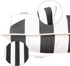 Pack of 2 Decorative Outdoor Throw Pillows 23" x 23" Square Garden Cushion for Patio Sofa Thick Cushion for Couch,Sofa,Black Stripes