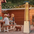 LAUSAINT HOME Pyramid Patio Heater, 48,000 BTU Outdoor Patio Heaters for Outdoor Use, Upgraded 87" Quartz Glass Tube Propane Heater for Deck Backyard Commercial, Tip-Over Protection, Cover & Wheels