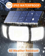 intelamp Solar Outdoor LED Flood Light with 4 Lighting Modes & Remote Control, Dual 180° Motion Sensor, 1200LM, High-Efficiency Panel, 6000mAh Battery, IP65 Waterproof for Garden Patio Yard Security