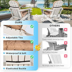 nalone Folding Adirondack Chairs Set of 2 with Cushion with Cup Holder, HDPE Plastic Oversized Patio Chair Weather Resistant, Used in Outdoor, Fire Pit, Deck, Garden, Campfire Chairs (White)