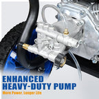 TOOLCY Gas Pressure Washer 3400 PSI & 2.8 GPM, High-Performance 212cc Engine, Foldable Handle, Reinforced Pump, 35FT Extended Power Hose, Kink-Less Swivel Gun with & 5 Nozzles, for Driveways/Patios