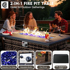 MEISSALIVVE Outdoor Patio Furniture Set with 43" Fire Pit Table, 9 Pieces Wicker Patio Conversation Set with Swivel Chairs, Outdoor Patio Set for Lawn Backyard Porch (Brown)