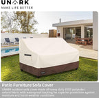 Outdoor 3-Seater Sofa Cover, Heavy Duty Patio Furniture Covers Waterproof, 76W x 33D x 32H Inches Patio Couch Cover Waterproof Couch Covers for Outdoor Furniture, Beige and Brown