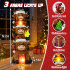 Christmas Highland Cow Decor with Solar Light Triple Highland Cow Christmas Decorations Gifts for Women Mom Funny Highland Cows Garden Statues for Garden Patio Lawn Yard Decor(Multicolor)