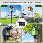 89 inch Double Hooks Heavy Duty Bird Feeder Pole with Squirrel Baffle for Outdoors,5-Prong Base Adjustable Bird House Pole for Smart Camera Birdfeeder,Bluebird House