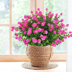 Artificial Flowers Outdoor Artificial Fake Flowers Fake Greenery Fake Plants Faux Outdoor Plastic Plants UV Resistant Shrubs Boxwood Plant Eucalyptus Hanging Basket Home Garden Decor (Pink)