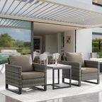 Rilyson Wicker Outdoor Patio Chairs Set - 3 Piece Rattan Patio Furniture Bistro Chairs Set with Waterproof Wicker,Comfortable Cushions and Sturdy Metal Frame for Porch Deck Backyard(Mixed Grey/Grey)