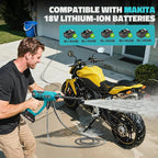 Cordless Pressure Washer Compatible with Makita Battery, Ecarke 800 PSI Portable Handheld Power Washer with 6-in-1 Nozzle Foam Cannon for Car Floor Cleaning Brushless Motor 2 Battery&Charger