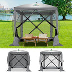COBIZI 6x6 Pop up Gazebo Tent on Clearance, Ez up Waterproof Screen Tent Screen House with 3 sidewalls,Portable Outdoor Canopy with Carry Bag & Ground Stakes for Camping,Garden and Picnics, Grey