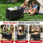 Collapsible Wagons Carts Foldable Wagon, 500LBS Wagon Cart Foldable Heavy Duty with Brakes & All-Terrain Wheels, Large Collapsible Folding Wagons for Beach Camp Sports Grocery, Portable (Black)