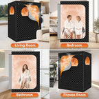Home Sauna Portable, Upgraded Extra Large 2 Person Sauna Box with 2x3L 1300w Steamer, 2 Big Folding Chair, 9 Levels Heat, Timer,Remote Control - Steam Sauna Room Tent for Home Spa 71”x 49”x 35”, Black