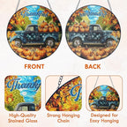FLAGWIX Fall Decorations for Home - Tractor Stained Glass Window Hanging 8in - Sun Catchers Indoor Window, Fall Gifts for Women Men, Thanksgiving Decorations Suncatcher, Thanksgiving Gifts for Mom Dad