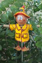 Ceramic Garden Decor - Scarecrow Lawn stake, yellow - Outdoor statue - Perfect, unique gifts for gardeners woman, men, yard gifts - Handmade, Frostproof
