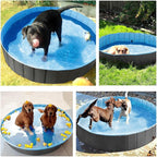 Yaheetech Foldable Dog Pool Collapsible Hard Plastic Dog Swimming Pool Portable Pet Pools Doggie Wading Pool Bath Tub for Puppy Small Medium Large Dogs, 47 x 12 Inches Black