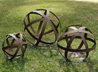 BSTGIFTS Metal Garden Spheres, Metal Band Decorative Spheres, Metal Folding Orb Garden Ball, Sets of 3