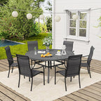 VICLLAX Outdoor Patio Round Dining Table, 54"x 54" Spliced Metal Tabletop for Deck Lawn Garden Backyard, Black
