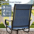 VICLLAX Swivel Patio Chairs Set of 6, 360-degree All-Weather Outdoor Swivel Chairs for Lawn Garden, Patio Dining Chairs, Black Metal Frame and Blue Textilene Mesh Fabric
