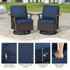Outdoor Wicker Swivel Chairs Set of 2, Patio Furniture Set with 360 Degree Wicker Swivel Rocking Chairs with Metal Frame and Deep Seating