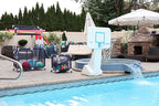 Essentially Yours Rolling Pool Storage Organizer Bin, Medium, (25.4" W x 25.4" L x 40" H), Blue / White Style 417227