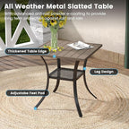 DIFY 3 Pieces Outdoor Patio Dining Set for 2, 27.6" Small Square Metal Dining Table and 2 Sandshell Textilene Swivel Dining Chairs, Outdoor Table and Chairs