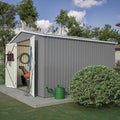 10 x 10 FT Outdoor Storage Shed, Large Metal Tool Sheds with Updated Frame Structure and Lockable Doors, Garden Shed for Backyard Garden Patio Lawn, Grey
