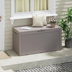 NUNU LAB 101 Gallon Large Waterproof Resin Deck Box, Lockable Outdoor Storage Box with Gas Lift, Patio Cushions, Garden Tools, Pool Supplies, Indoor Outdoor Storage Container, Grey