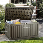 YITAHOME 90 Gallon Large Deck Box with Side Handles, Outdoor Double-Wall Storage for Patio Furniture Cushions, Garden Pool Accessories, Waterproof & Lockable