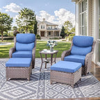 HUMMUH Outdoor Patio Wicker Swivel Rocker Chairs Set of 2 with 6-Inch Thick Cushion High Back Wicker Conversation Set for Porch Balcony Deck
