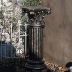 Decorative Roman Column Pedestal, Black Bronze, MGO Cement with Fiber, Classical Garden Pillar, Indoor Outdoor Decor, 33.5 inch Height, Wrap Foam Safely Delivered from Local Warehouse