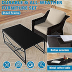 Vista Vibe 5 Pieces Outdoor Rattan Patio Conversation Furniture Set - 4 Wicker Chairs | Steel Coffee Table, Premium & Washable Cushions, Living Room, Poolside (Brown/Beige)