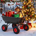 Garden Carts-600lbs Wagon Wheelbarrows with 4 Anti-Slip Tires & Quick-Release Dumping,Heavy Duty Utility Garden Dump Cart for Yard,Landscape and Christmas Hauling