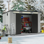 Domi 6.2x11FT Outdoor Resin Storage Shed, All-Weather Double-Wall Storage Building with Sloping Roof for Backyard, Garden, Lawn Tools, Mower, Bike & Pool Equipment, Lockable Doors, Ventilated Roof