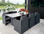 PURPLE LEAF 7 Pieces Patio Dining Set All-Weather Modern Outdoor Furniture Set Aluminum Dining Table and Chairs with Olefin Cushions Pillows for Garden Backyard Kitchen Grey