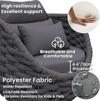 4 PCS Front Porch Accent Chair: Aluminum Woven Rope Armchair Assembled - Cushioned Patio Single Chair w/Arms Modern - All Weather Balcony Furniture for 400lbs Outdoor Yard Deck Hotel, Dark Gray