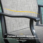 VICLLAX 7 Pieces Patio Dining Set for 6, Outdoor Furniture Set Includes 53" Outdoor Round Table and 6 Patio Swivel Chairs for Lawn Garden, Grey Wood Grain Tabletop and Grey Fabric