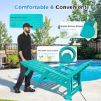 nalone Outdoor Chaise Lounge Chair Set of 2 with Wheels & Cup Holder, HDPE Pool Lounge Chairs with 5-Position Adjustable Backrest Supports Up to 400 LBS for Patio Poolside Deck Beach Backyard (Aruba)