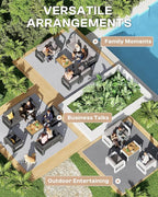 Aluminum Outdoor Patio Furniture Set 4 Piece, Oversized Patio Conversation Sets Widened Armrest & Ultra-Thick Cushions, Deep Seating Modern Sectional Furniture for Backyard, Porch, White