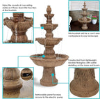 Sunnydaze Pineapple 52-Inch 4-Tier Outdoor Water Fountain - Tall Outdoor Fountain for Garden, Patio or Yard - Earth
