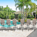 Vongrasig 6 Piece Outdoor Patio Swivel Bar Chairs, All Weather Padded Sling Textile High Top Bar Stools, Bistro Set for Backyard, Lawn Garden, Balcony, Gray