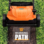 ARNOT Lawn Dethatcher & Scarifier, 2-in-1 Electric Corded Lawn Dethatcher, 13-Inch 12Amp Lawn Scarifier, 3-Position Raking Depth, w/40L Collection Bag & 2 Removable Blades, Orange